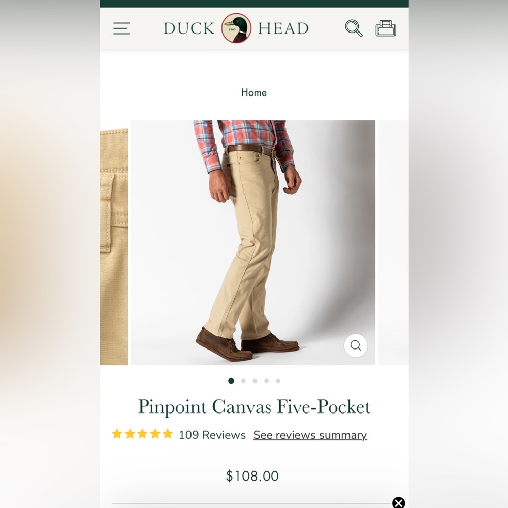 Men’s Duckhead Pinpoint Canvas Five Pocket Pants size 34 x 32